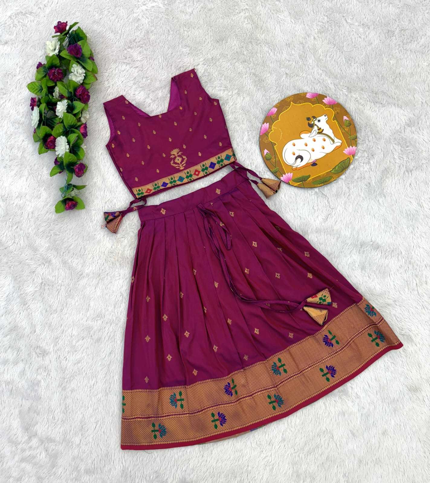 Ynf Paithani Silk KESH679 101 Kids Wear Festive Collections Wholesale Kids Lehenga Kids Lehenga Choli Baby Girl Lehenga Manufacturer- Kids Exports
