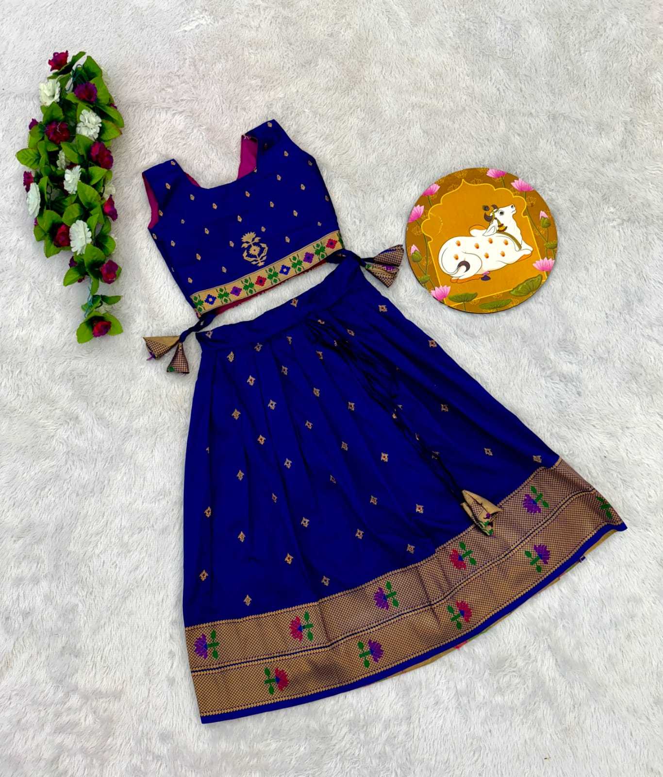 Ynf Paithani Silk KESH679 101 Kids Wear Festive Collections Wholesale Kids Lehenga Kids Lehenga Choli Baby Girl Lehenga Manufacturer- Kids Exports