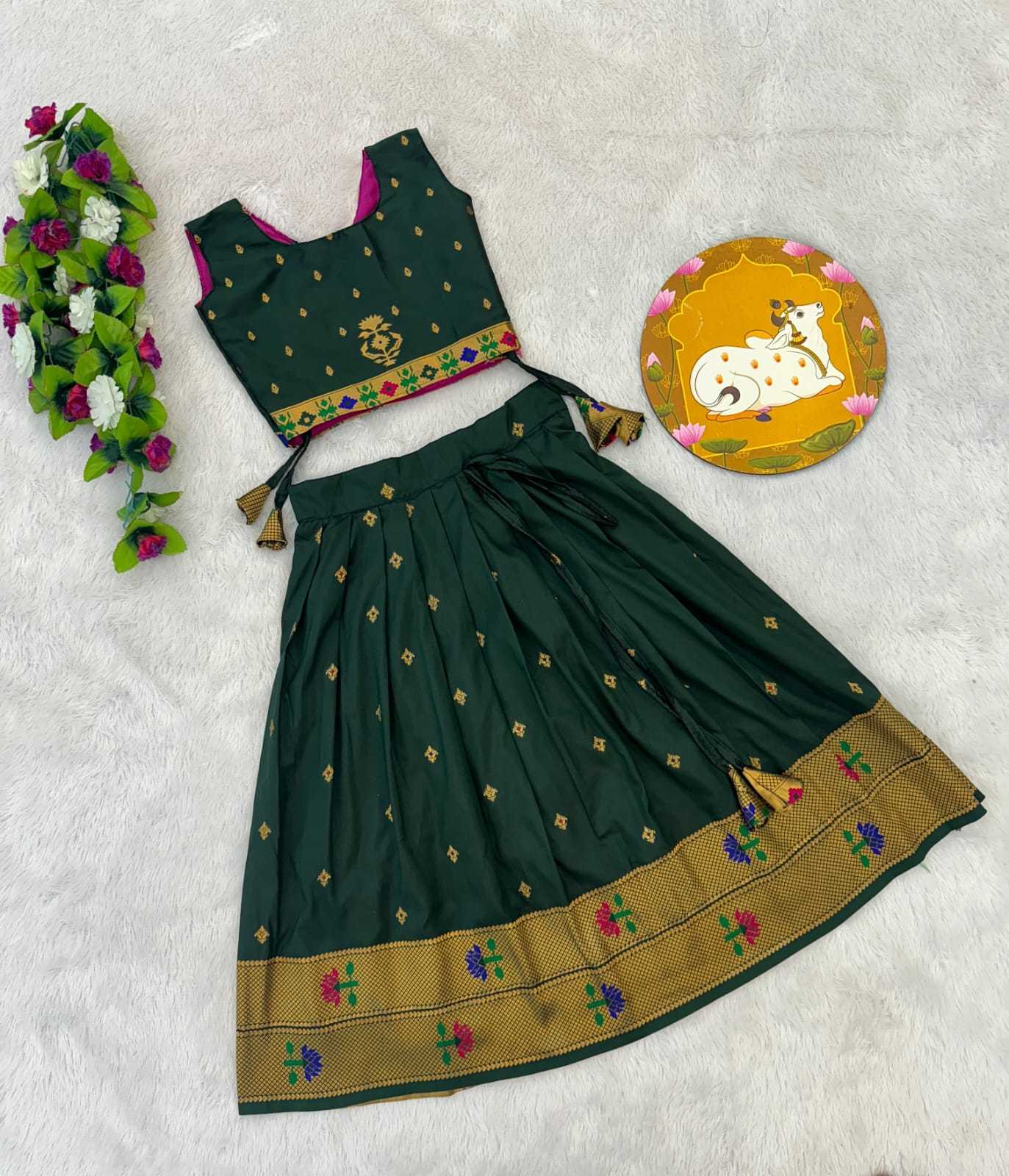 Ynf Paithani Silk KESH679 101 Kids Wear Festive Collections Wholesale Kids Lehenga Kids Lehenga Choli Baby Girl Lehenga Manufacturer- Kids Exports
