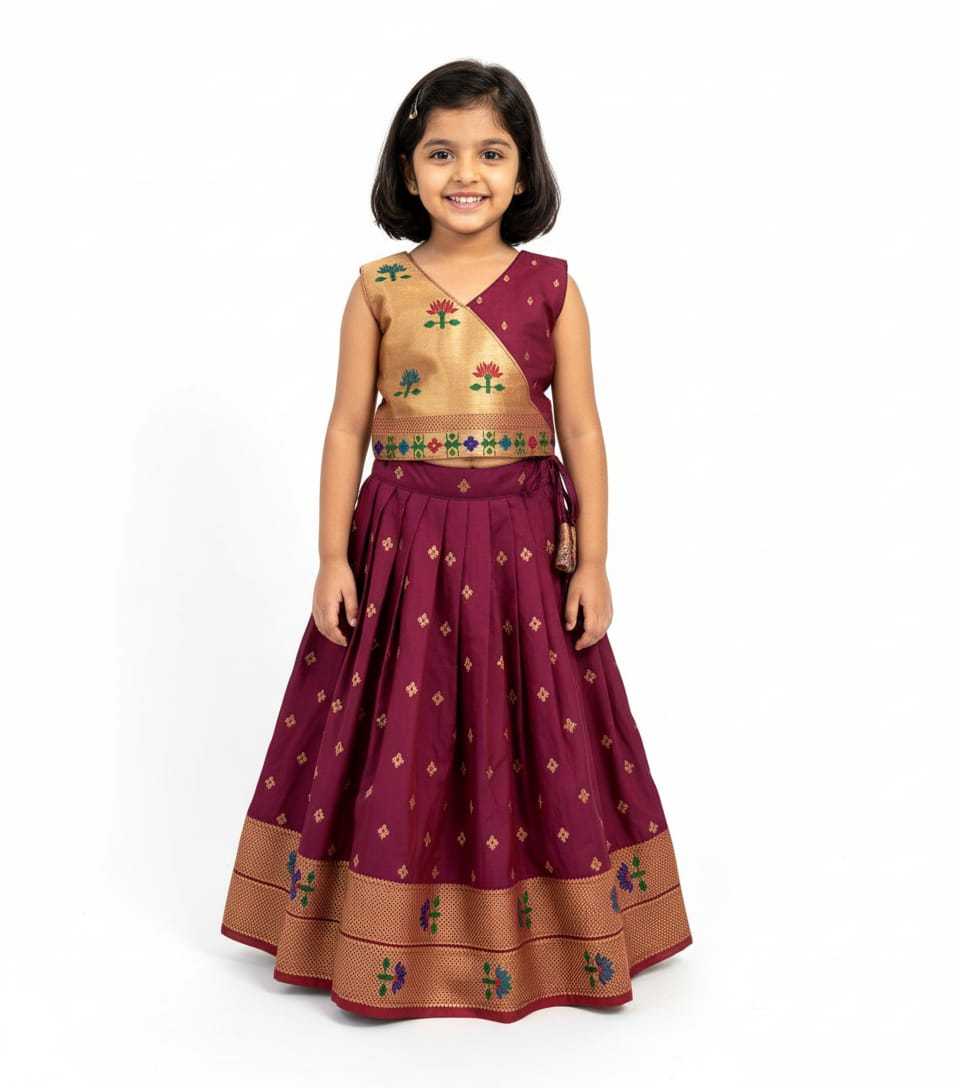 Ynf Paithani Silk KESH679 101 Kids Wear Festive Collections Wholesale Kids Lehenga Kids Lehenga Choli Baby Girl Lehenga Manufacturer- Kids Exports