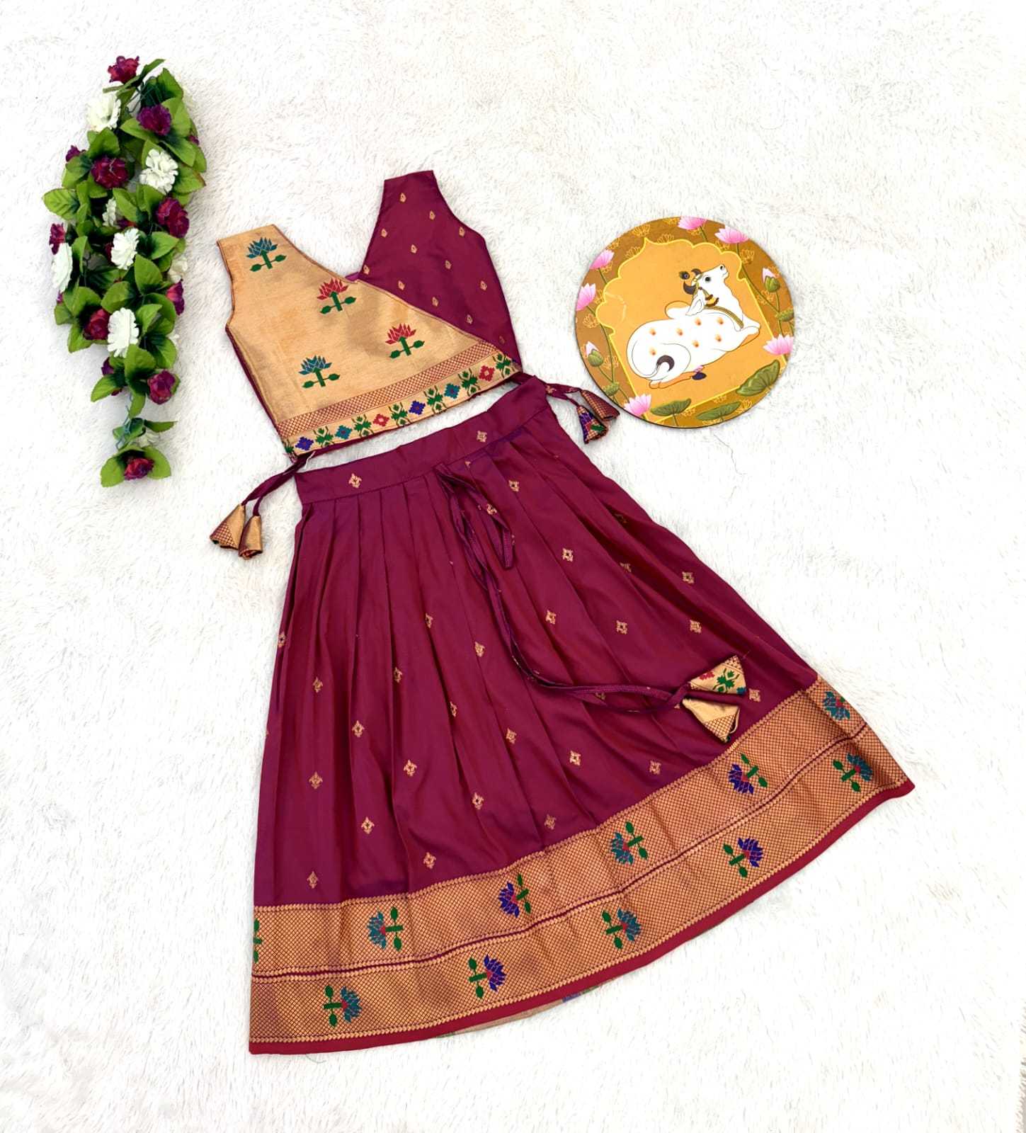 Ynf Paithani Silk KESH679 101 Kids Wear Festive Collections Wholesale Kids Lehenga Kids Lehenga Choli Baby Girl Lehenga Manufacturer- Kids Exports