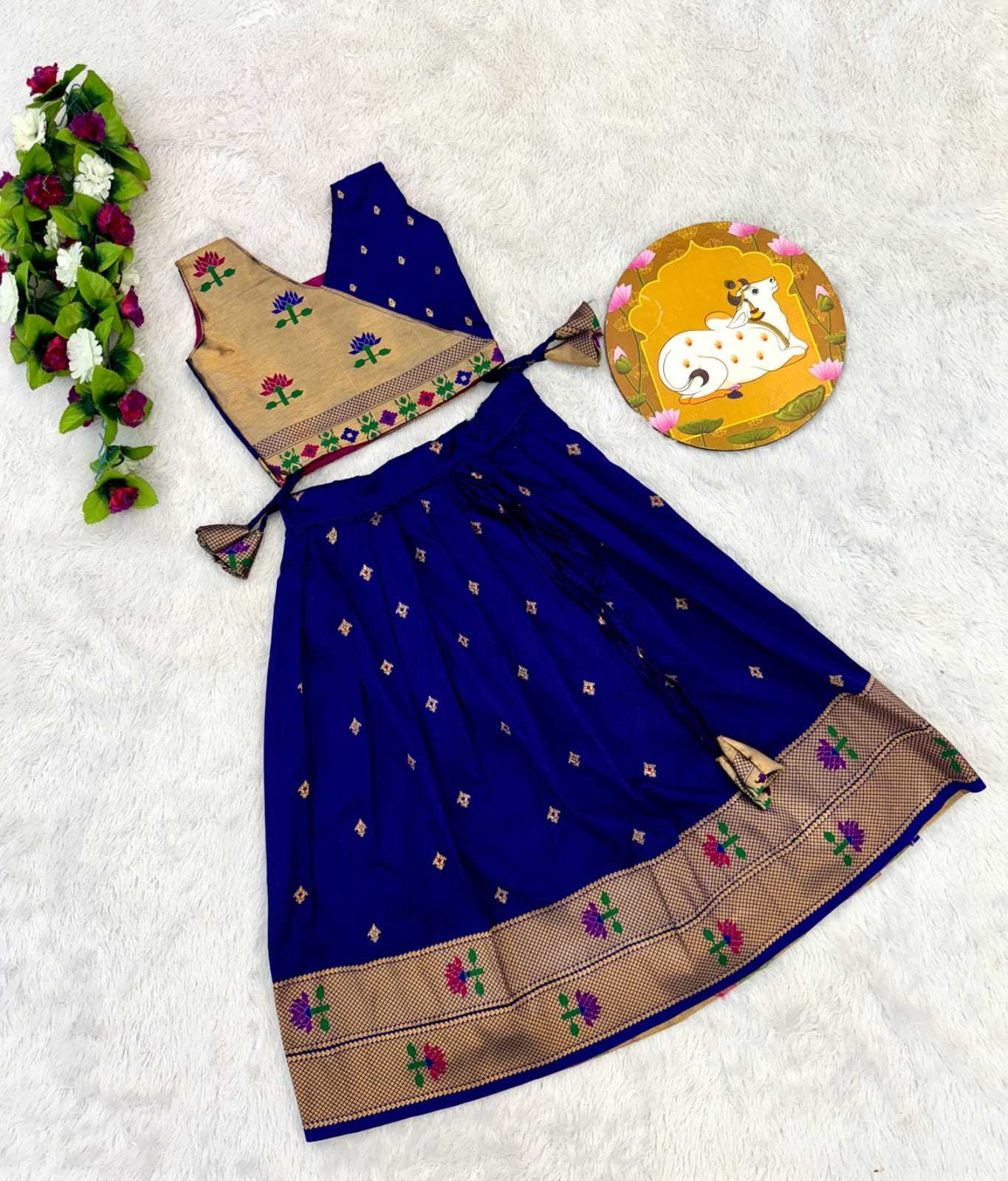 Ynf Paithani Silk KESH679 101 Kids Wear Festive Collections Wholesale Kids Lehenga Kids Lehenga Choli Baby Girl Lehenga Manufacturer- Kids Exports