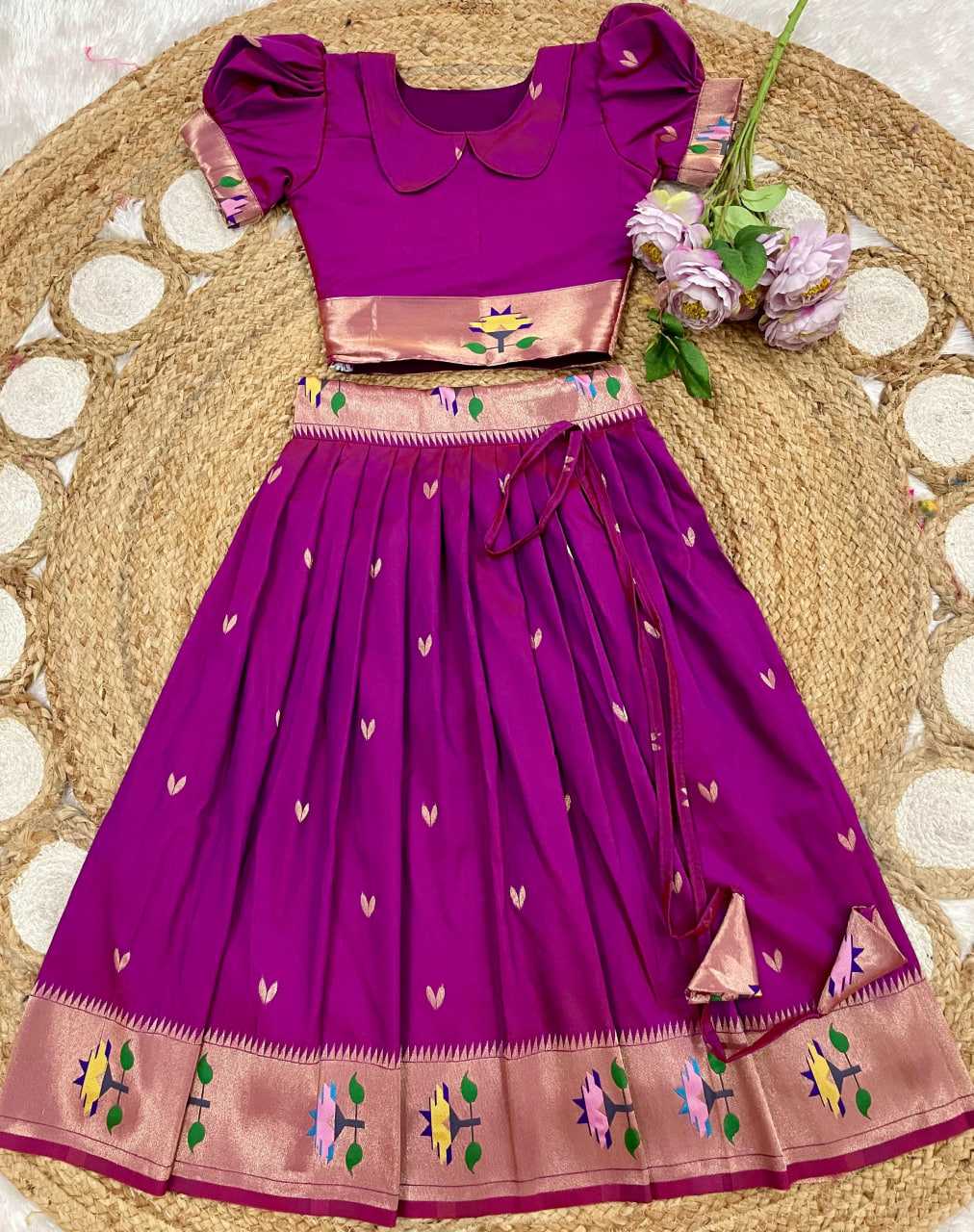 Ynf Paithani Silk KESH685 102 Kids Wear Festive Collections Wholesale Kids Lehenga Kids Lehenga Choli Baby Girl Lehenga Manufacturer- Kids Exports