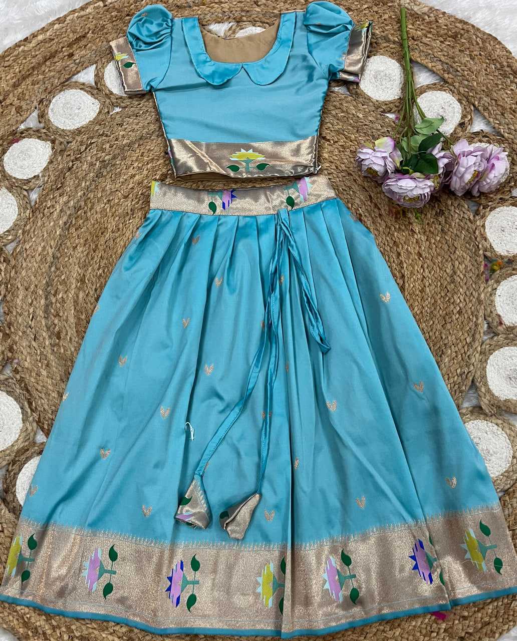 Ynf Paithani Silk KESH685 102 Kids Wear Festive Collections Wholesale Kids Lehenga Kids Lehenga Choli Baby Girl Lehenga Manufacturer- Kids Exports