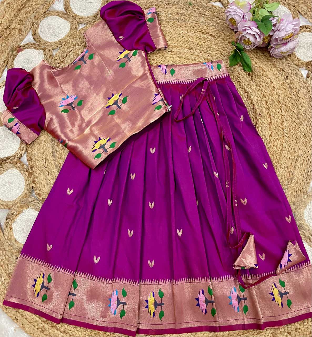 Ynf Paithani Silk KESH685 102 Kids Wear Festive Collections Wholesale Kids Lehenga Kids Lehenga Choli Baby Girl Lehenga Manufacturer- Kids Exports