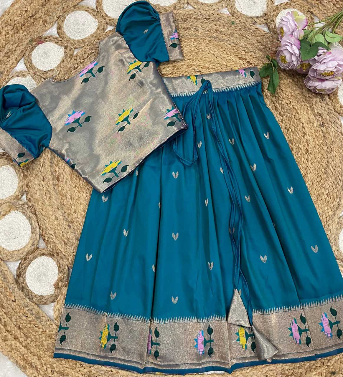 Ynf Paithani Silk KESH685 102 Kids Wear Festive Collections Wholesale Kids Lehenga Kids Lehenga Choli Baby Girl Lehenga Manufacturer- Kids Exports