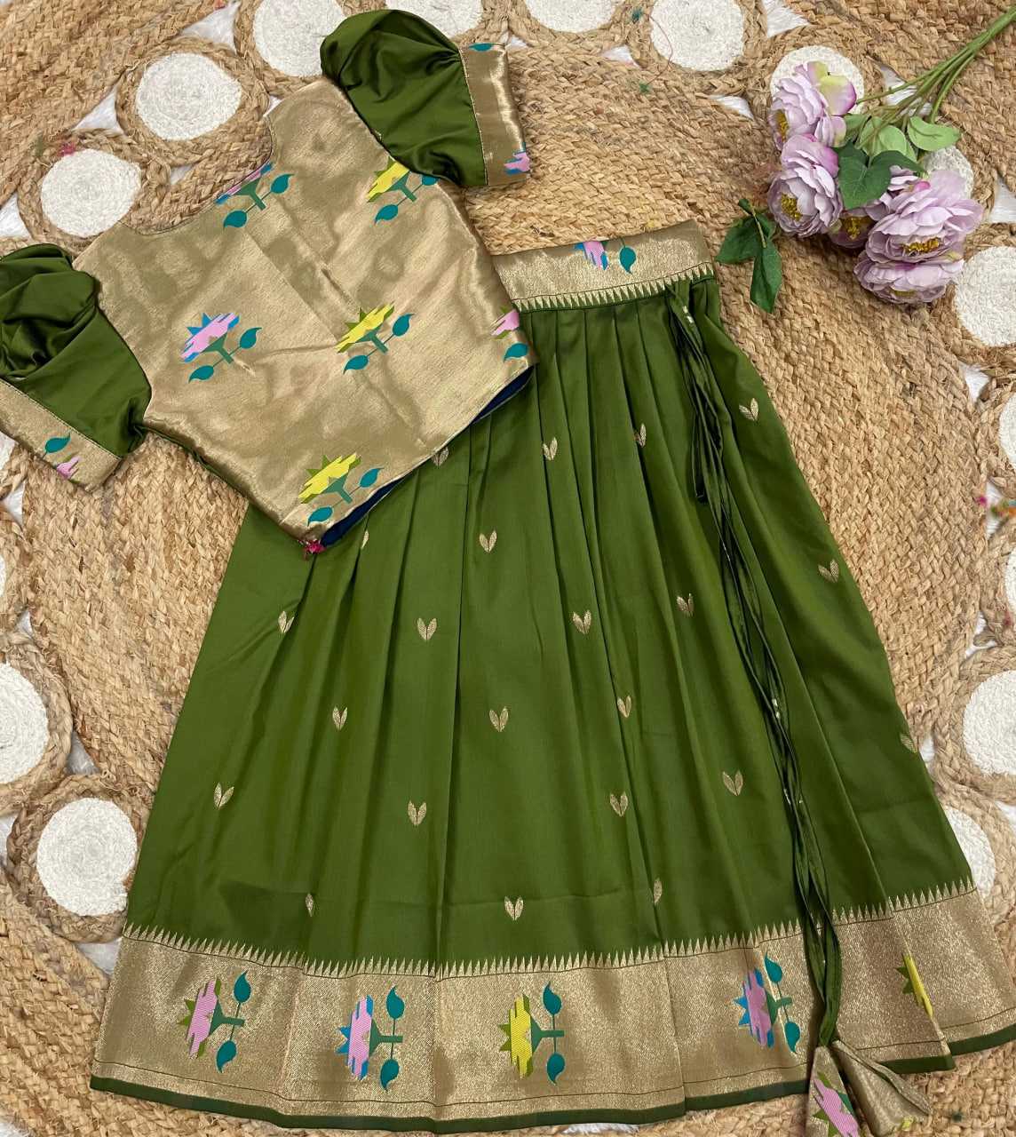 Ynf Paithani Silk KESH685 102 Kids Wear Festive Collections Wholesale Kids Lehenga Kids Lehenga Choli Baby Girl Lehenga Manufacturer- Kids Exports