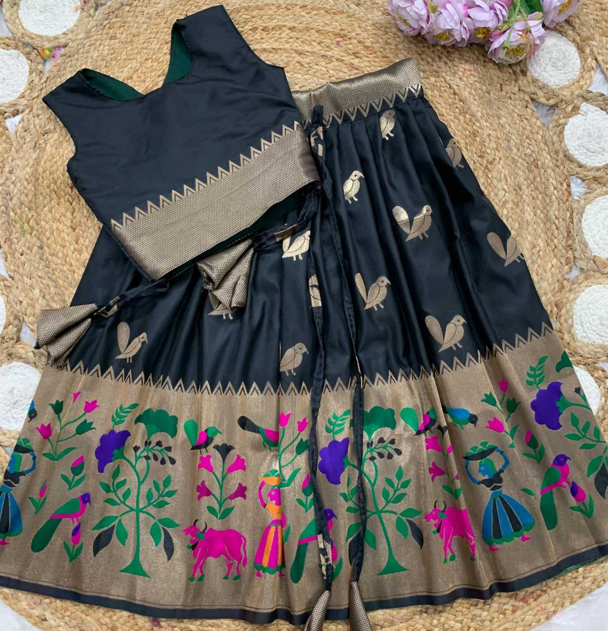 Ynf Paithani Silk KESH685 122 Kids Wear Festive Collections Wholesale Kids Lehenga Kids Lehenga Choli Baby Girl Lehenga Manufacturer- Kids Exports