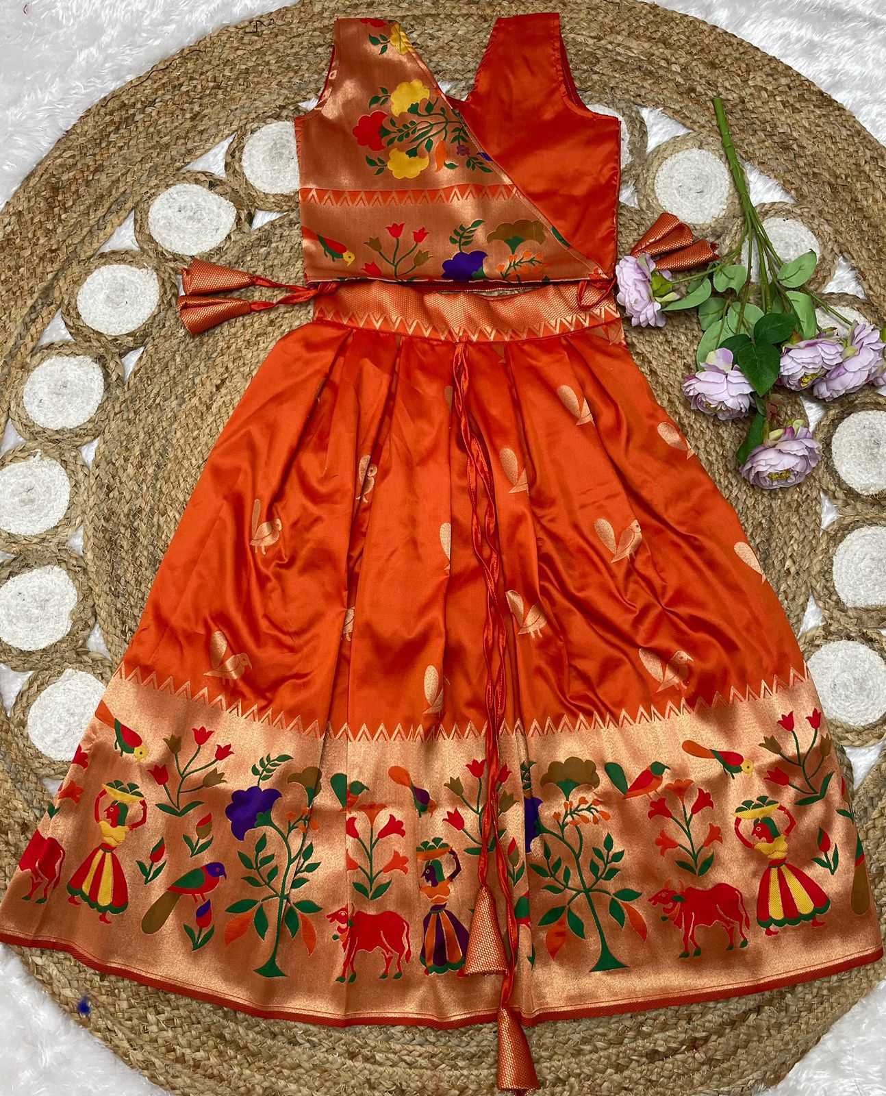 Ynf Paithani Silk KESH685 122 Kids Wear Festive Collections Wholesale Kids Lehenga Kids Lehenga Choli Baby Girl Lehenga Manufacturer- Kids Exports