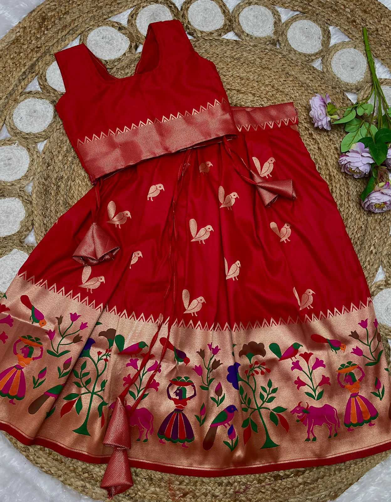Ynf Paithani Silk KESH685 122 Kids Wear Festive Collections Wholesale Kids Lehenga Kids Lehenga Choli Baby Girl Lehenga Manufacturer- Kids Exports