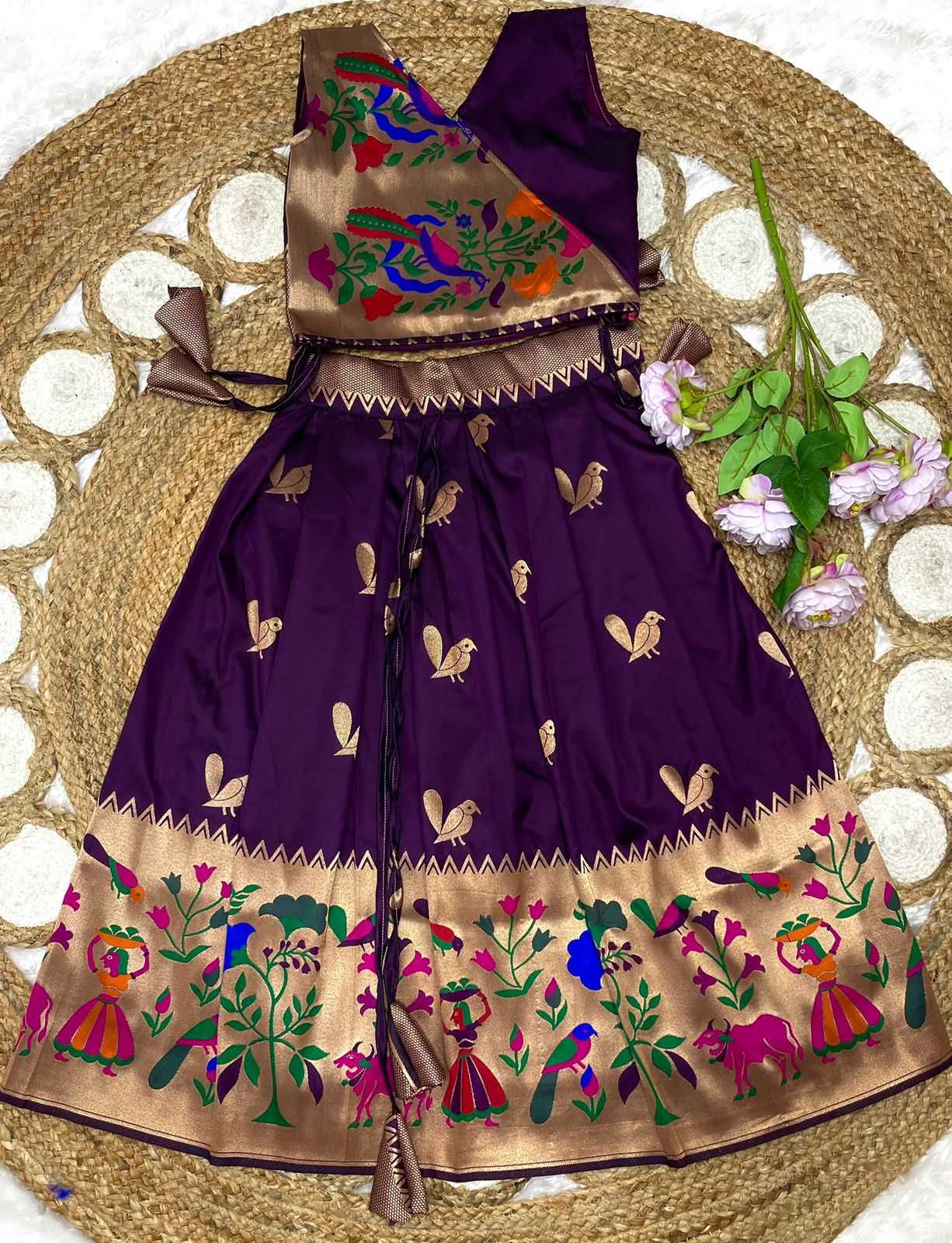 Ynf Paithani Silk KESH685 122 Kids Wear Festive Collections Wholesale Kids Lehenga Kids Lehenga Choli Baby Girl Lehenga Manufacturer- Kids Exports