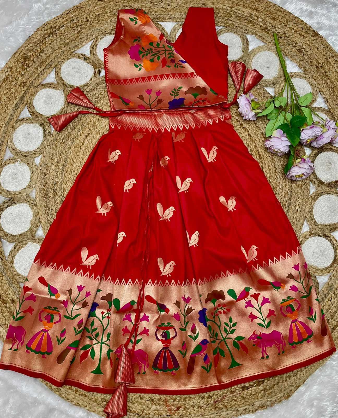 Ynf Paithani Silk KESH685 122 Kids Wear Festive Collections Wholesale Kids Lehenga Kids Lehenga Choli Baby Girl Lehenga Manufacturer- Kids Exports