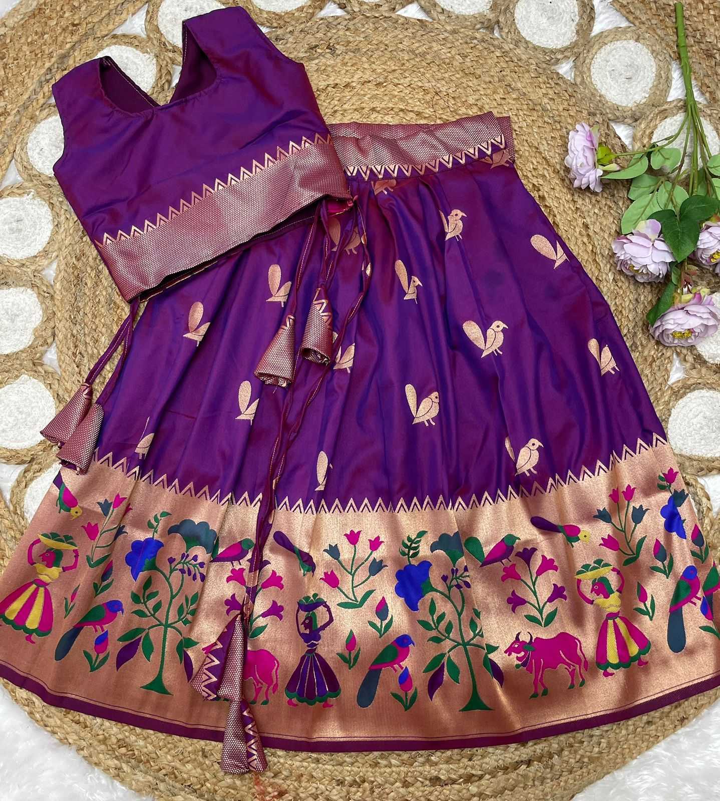 Ynf Paithani Silk KESH685 122 Kids Wear Festive Collections Wholesale Kids Lehenga Kids Lehenga Choli Baby Girl Lehenga Manufacturer- Kids Exports
