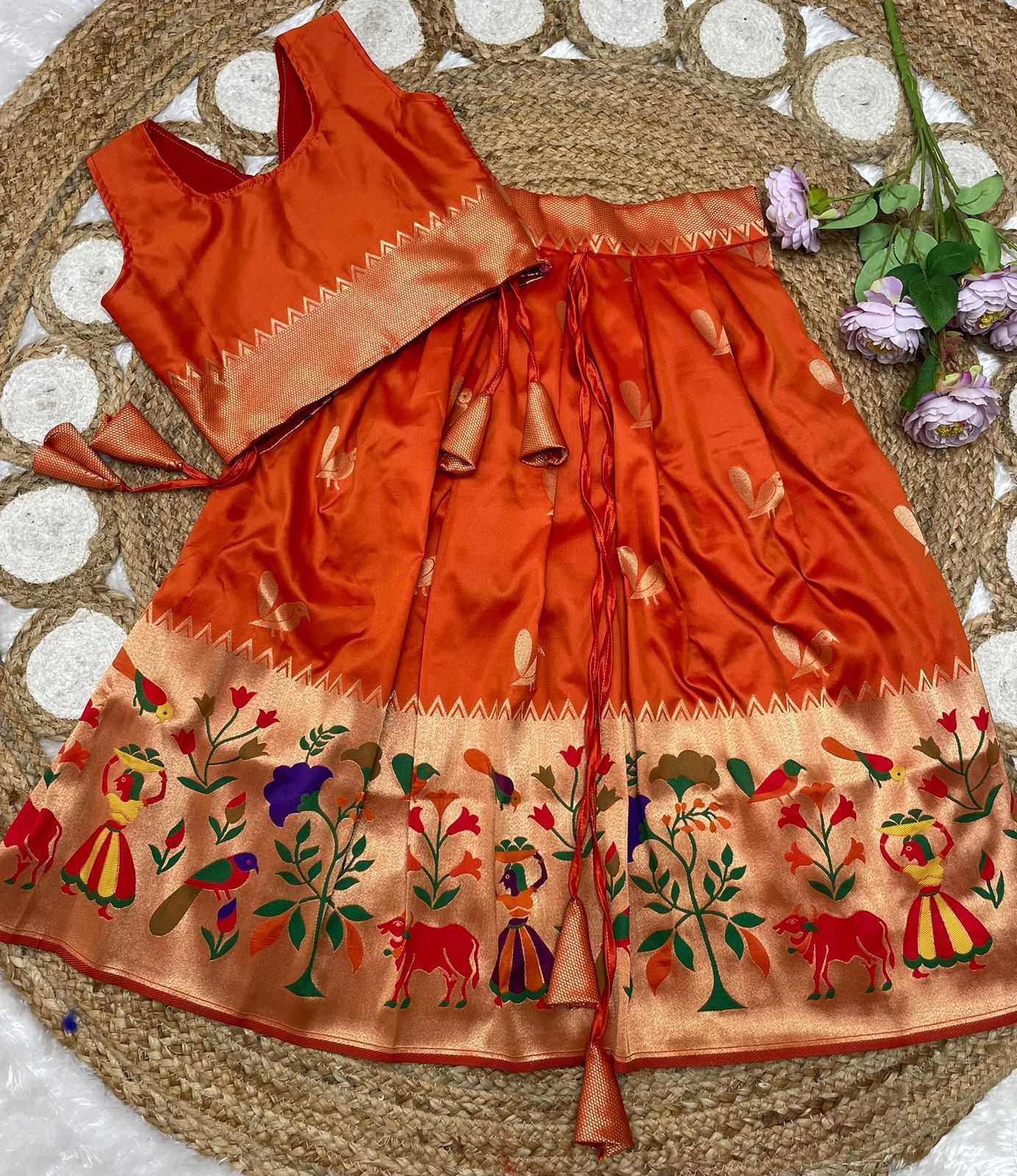 Ynf Paithani Silk KESH685 122 Kids Wear Festive Collections Wholesale Kids Lehenga Kids Lehenga Choli Baby Girl Lehenga Manufacturer- Kids Exports