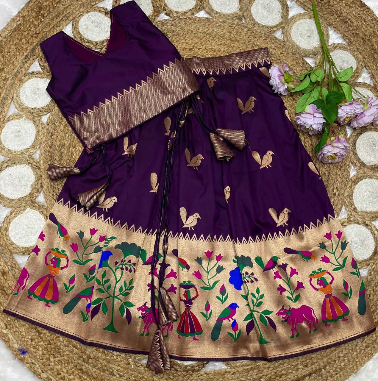 Ynf Paithani Silk KESH685 122 Kids Wear Festive Collections Wholesale Kids Lehenga Kids Lehenga Choli Baby Girl Lehenga Manufacturer- Kids Exports