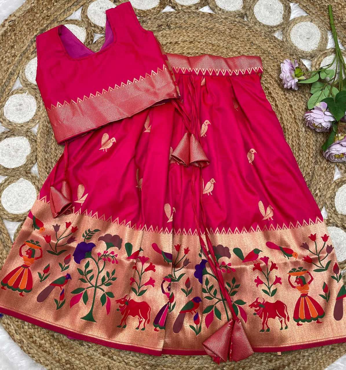 Ynf Paithani Silk KESH685 122 Kids Wear Festive Collections Wholesale Kids Lehenga Kids Lehenga Choli Baby Girl Lehenga Manufacturer- Kids Exports