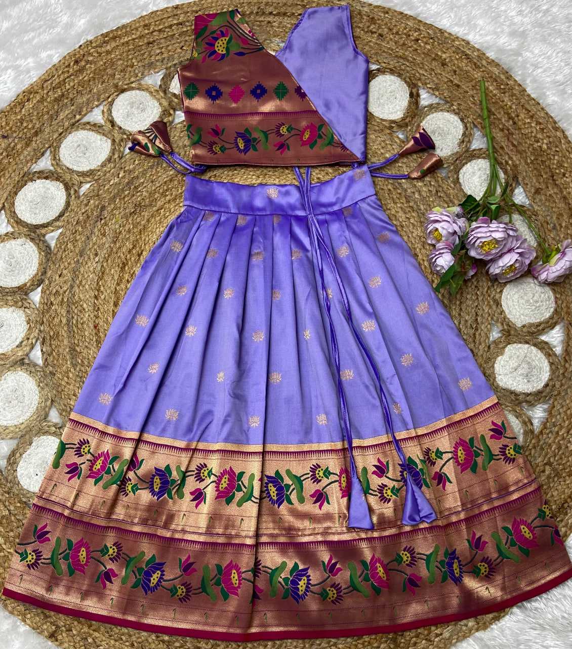 Ynf Paithani Silk KESH685 LOTUS Kids Wear Festive Collections Wholesale Kids Lehenga Kids Lehenga Choli Baby Girl Lehenga Manufacturer- Kids Exports