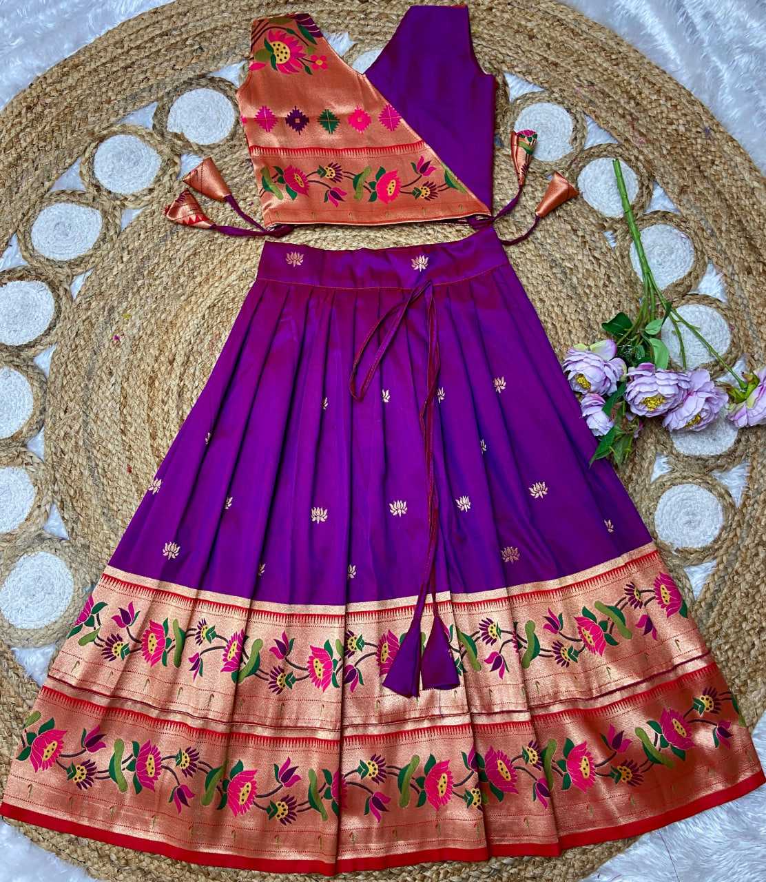 Ynf Paithani Silk KESH685 LOTUS Kids Wear Festive Collections Wholesale Kids Lehenga Kids Lehenga Choli Baby Girl Lehenga Manufacturer- Kids Exports