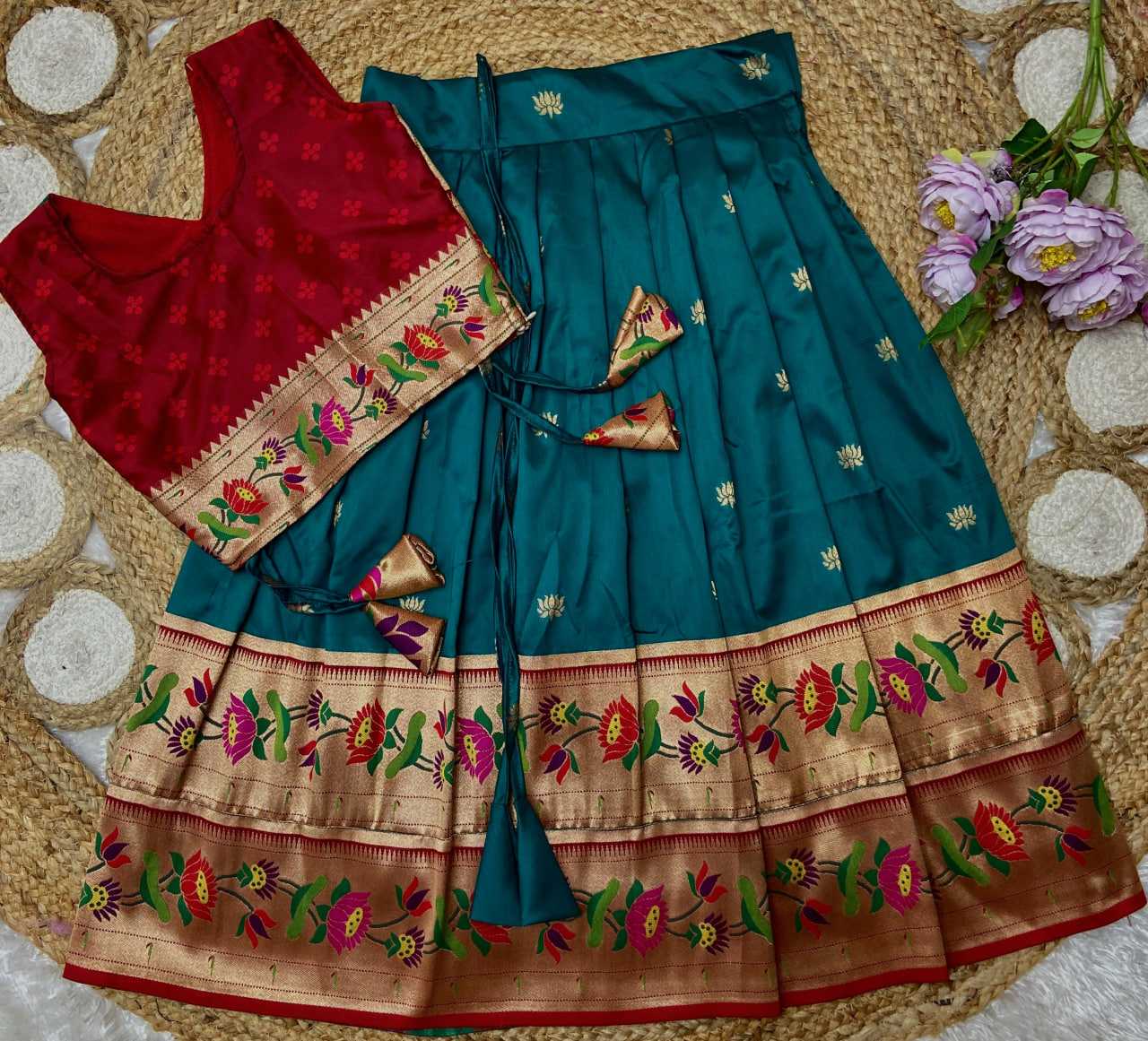 Ynf Paithani Silk KESH685 LOTUS Kids Wear Festive Collections Wholesale Kids Lehenga Kids Lehenga Choli Baby Girl Lehenga Manufacturer- Kids Exports