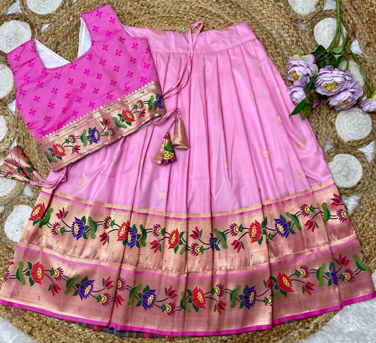 Ynf Paithani Silk KESH685 LOTUS Kids Wear Festive Collections Wholesale Kids Lehenga Kids Lehenga Choli Baby Girl Lehenga Manufacturer- Kids Exports