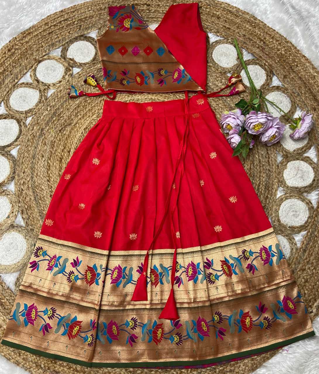 Ynf Paithani Silk KESH685 LOTUS Kids Wear Festive Collections Wholesale Kids Lehenga Kids Lehenga Choli Baby Girl Lehenga Manufacturer- Kids Exports
