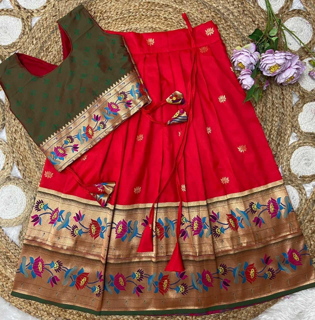 Ynf Paithani Silk KESH685 LOTUS Kids Wear Festive Collections Wholesale Kids Lehenga Kids Lehenga Choli Baby Girl Lehenga Manufacturer- Kids Exports