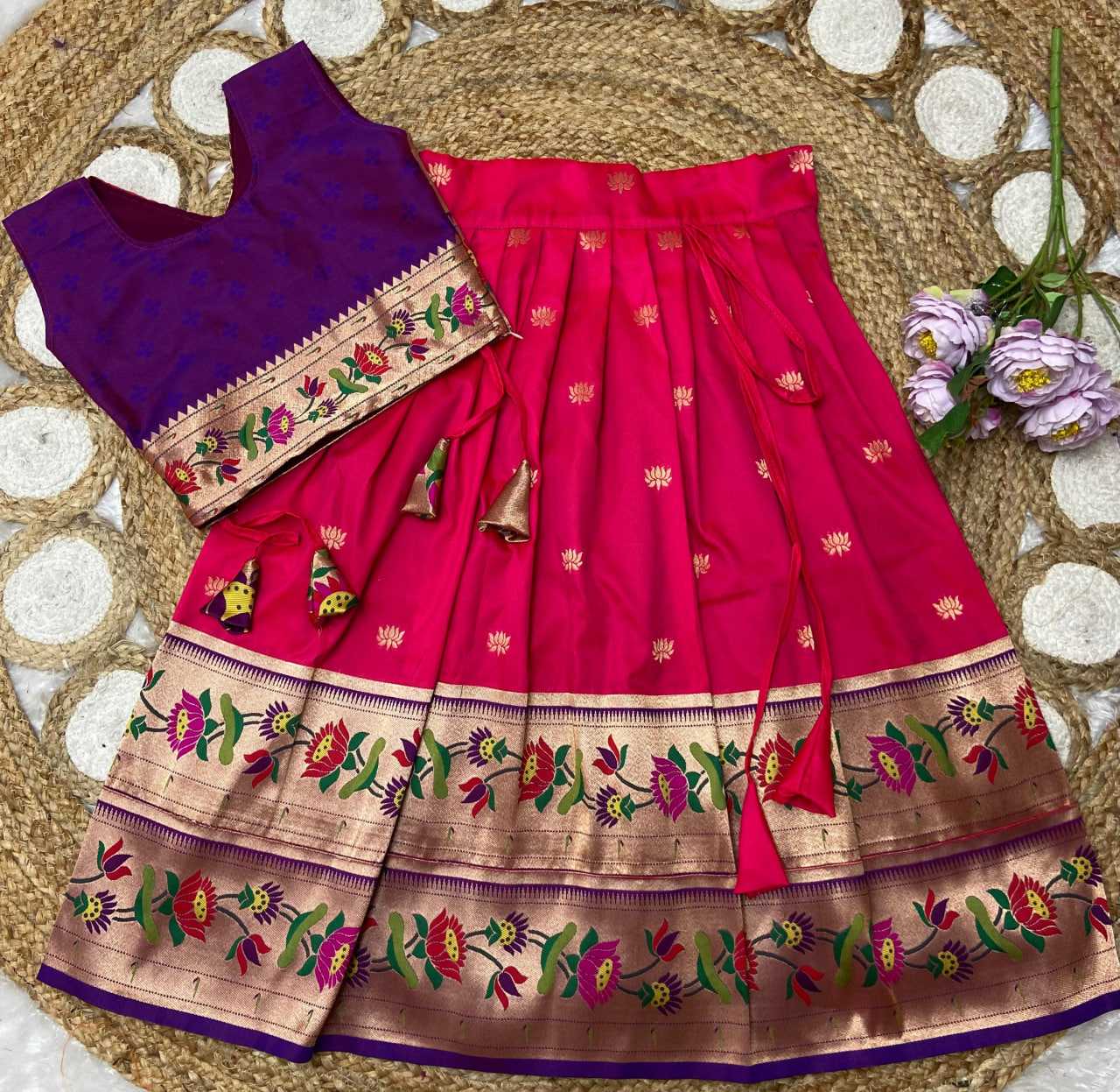 Ynf Paithani Silk KESH685 LOTUS Kids Wear Festive Collections Wholesale Kids Lehenga Kids Lehenga Choli Baby Girl Lehenga Manufacturer- Kids Exports