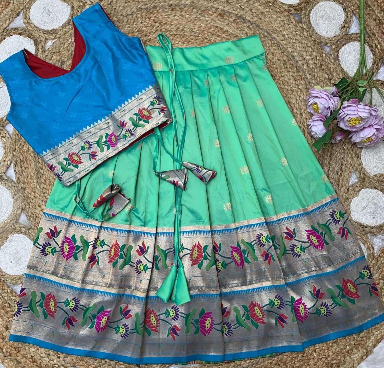 Ynf Paithani Silk KESH685 LOTUS Kids Wear Festive Collections Wholesale Kids Lehenga Kids Lehenga Choli Baby Girl Lehenga Manufacturer- Kids Exports