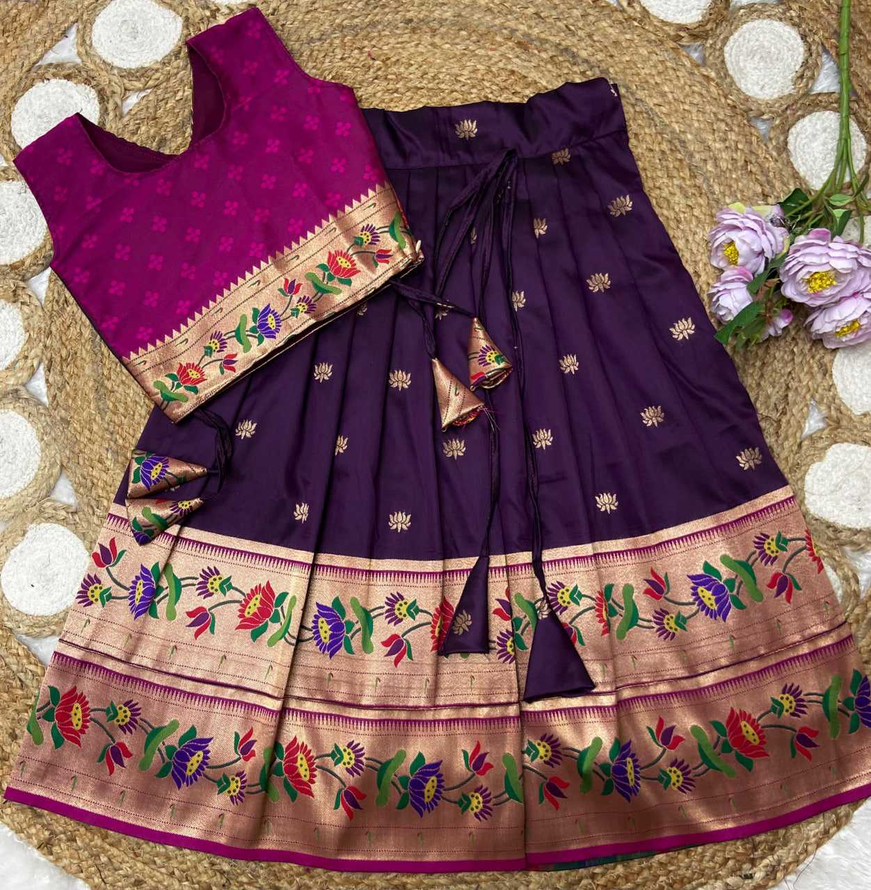Ynf Paithani Silk KESH685 LOTUS Kids Wear Festive Collections Wholesale Kids Lehenga Kids Lehenga Choli Baby Girl Lehenga Manufacturer- Kids Exports