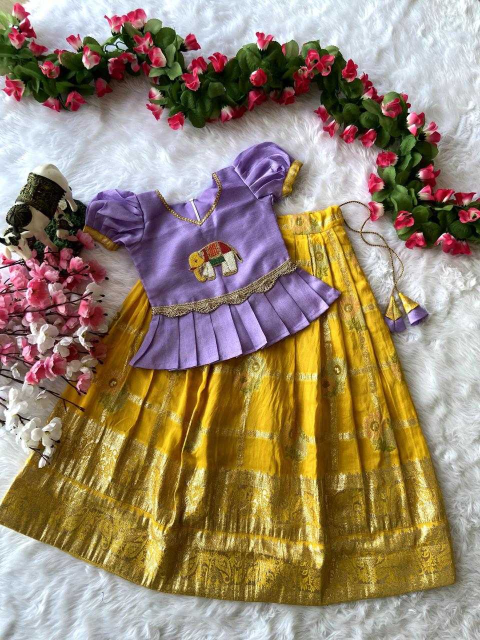 Ynf Pure Viscos RIN235 paavadai Kids Wear Wholesale Kids Lehenga Kids Traditional Outfits Kids Festive Wear Manufacturer- Kids Exports