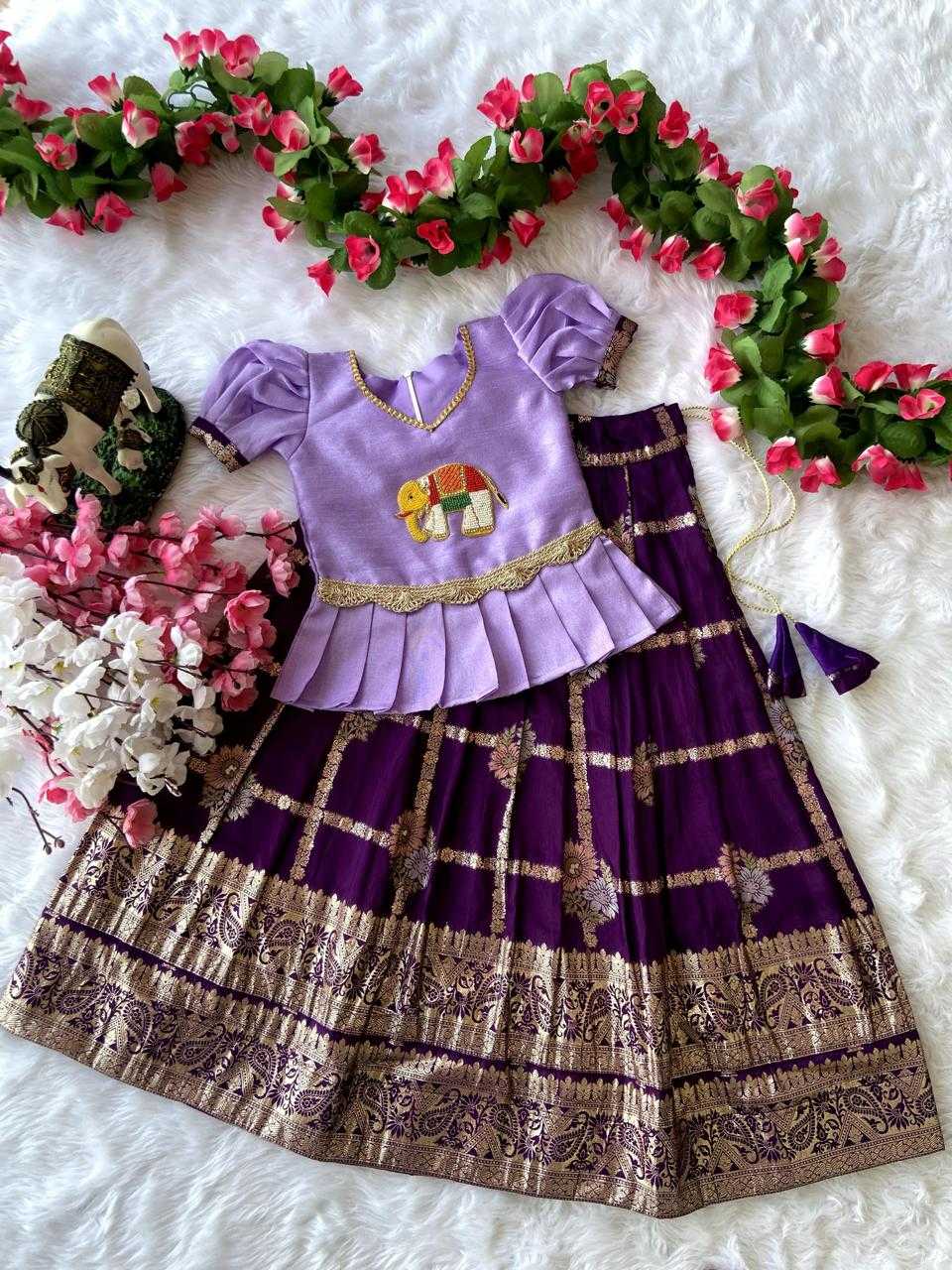 Ynf Pure Viscos RIN235 paavadai Kids Wear Wholesale Kids Lehenga Kids Traditional Outfits Kids Festive Wear Manufacturer- Kids Exports