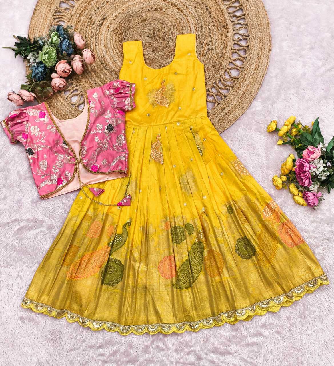 Ynf Russian Silk KESH503 8168 Kids Wear Festive Collections Wholesale Kids Gown Kids Ethnic Gowns Kids Festive Wear Manufacturer- Kids Exports