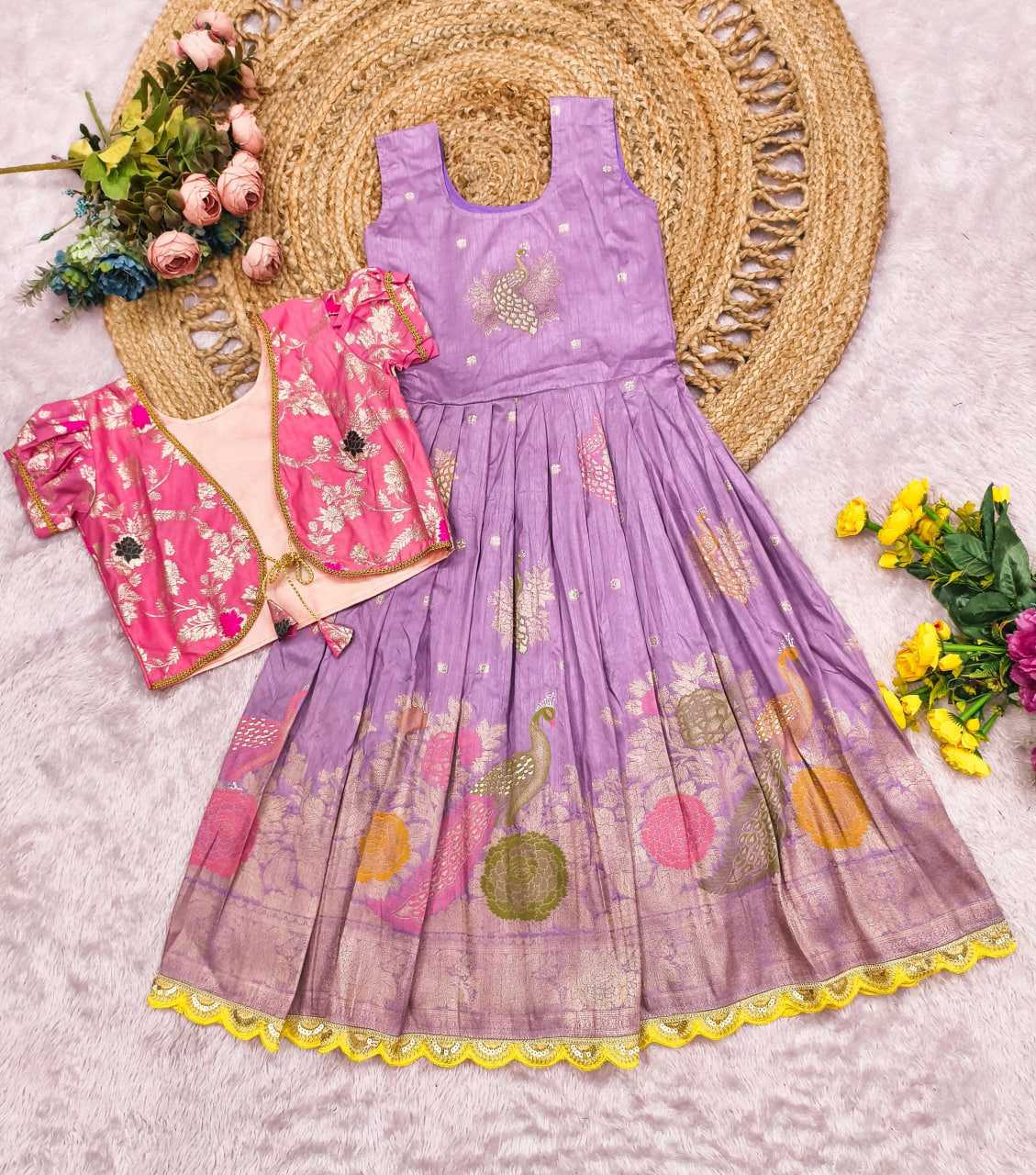 Ynf Russian Silk KESH503 8168 Kids Wear Festive Collections Wholesale Kids Gown Kids Ethnic Gowns Kids Festive Wear Manufacturer- Kids Exports