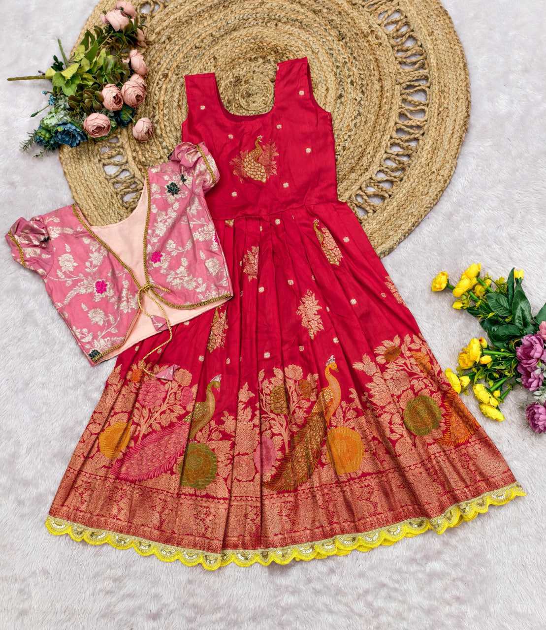 Ynf Russian Silk KESH503 8168 Kids Wear Festive Collections Wholesale Kids Gown Kids Ethnic Gowns Kids Festive Wear Manufacturer- Kids Exports