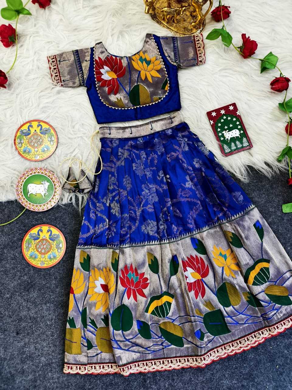 Ynf Silk KESH249 Geeta Kids Wear Festive Collections Wholesale Kids Lehenga Choli Baby Girl Lehenga Kids Silk Dress Manufacturer- Kids Exports