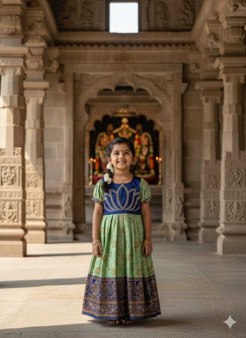 Ynf Silk KESH505 Six6 Lotus Kids Wear Wholesale Kids Gown Kids Ethnic Gowns Manufacturer- Kids Exports