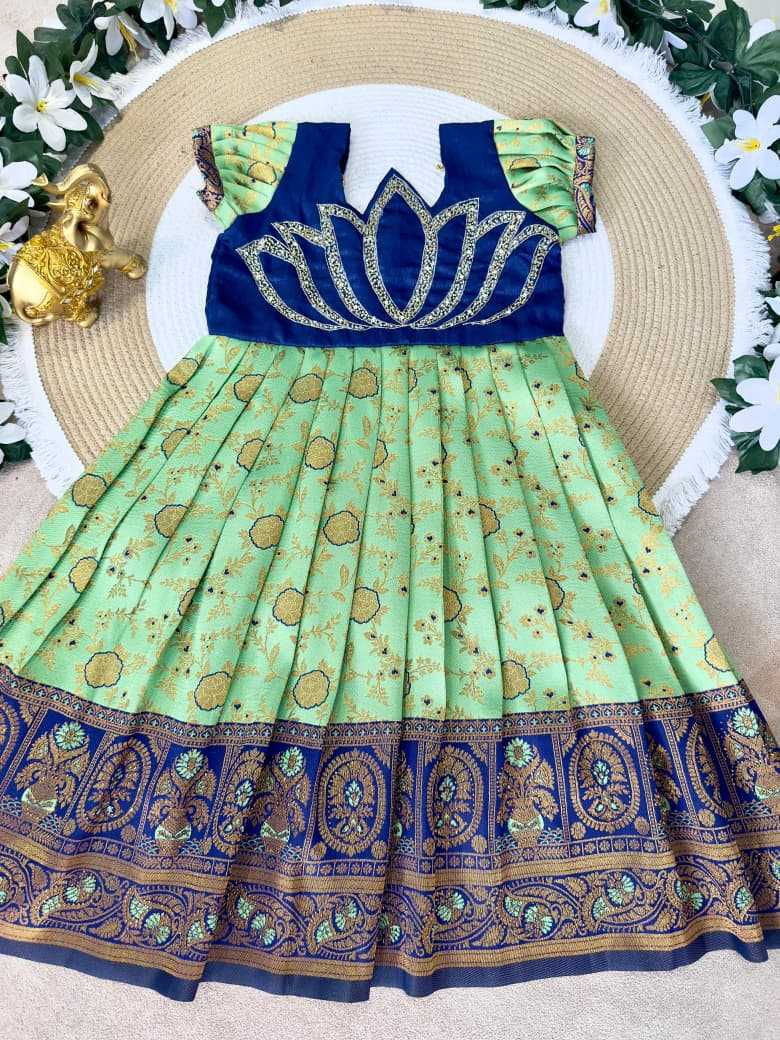 Ynf Silk KESH505 Six6 Lotus Kids Wear Wholesale Kids Gown Kids Ethnic Gowns Manufacturer- Kids Exports