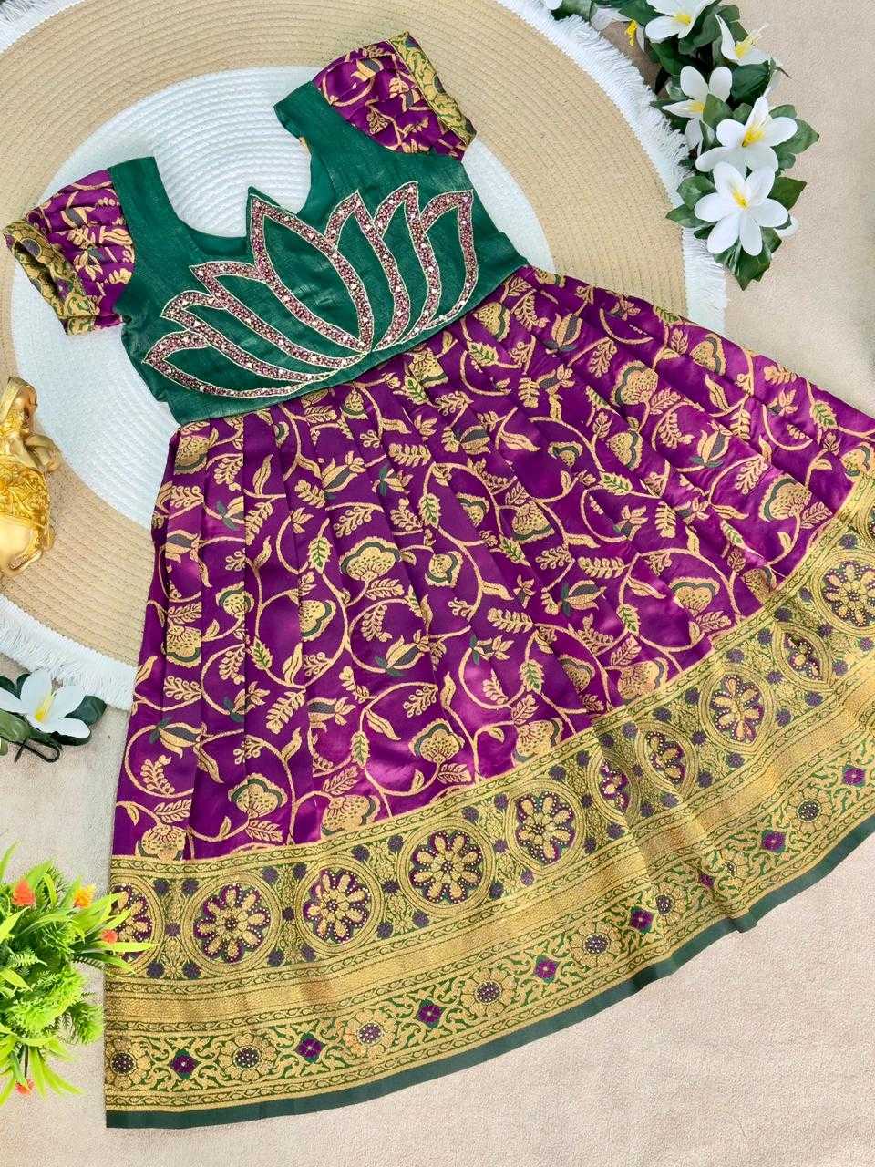 Ynf Silk KESH505 Six6 Lotus Kids Wear Wholesale Kids Gown Kids Ethnic Gowns Manufacturer- Kids Exports