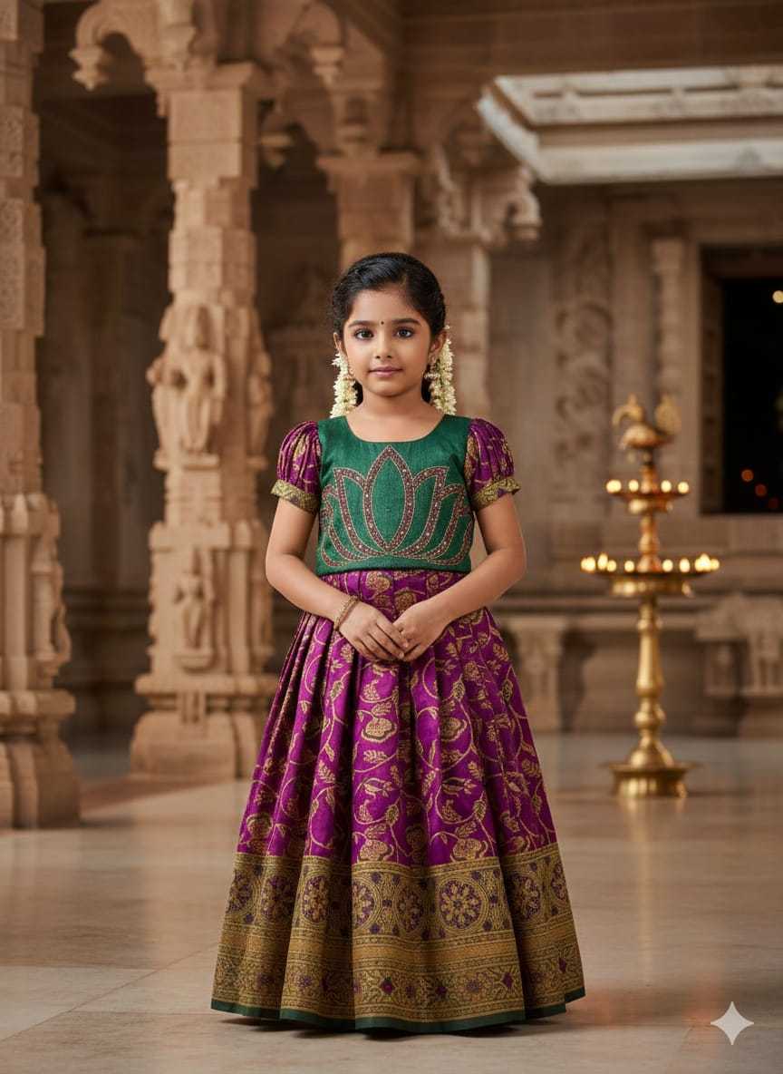 Ynf Silk KESH505 Six6 Lotus Kids Wear Wholesale Kids Gown Kids Ethnic Gowns Manufacturer- Kids Exports