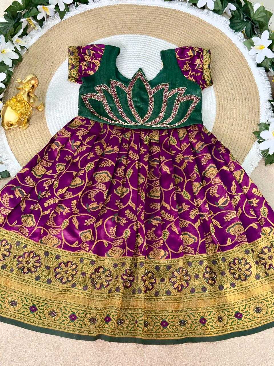 Ynf Silk KESH505 Six6 Lotus Kids Wear Wholesale Kids Gown Kids Ethnic Gowns Manufacturer- Kids Exports