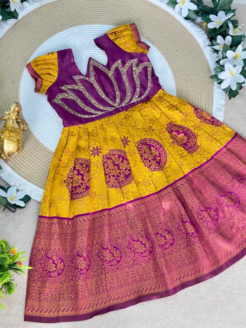 Ynf Silk KESH505 Six6 Lotus Kids Wear Wholesale Kids Gown Kids Ethnic Gowns Manufacturer- Kids Exports