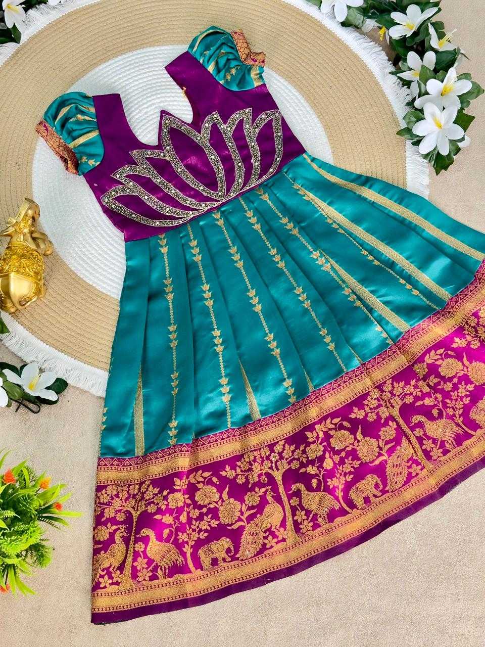 Ynf Silk KESH505 Six6 Lotus Kids Wear Wholesale Kids Gown Kids Ethnic Gowns Manufacturer- Kids Exports