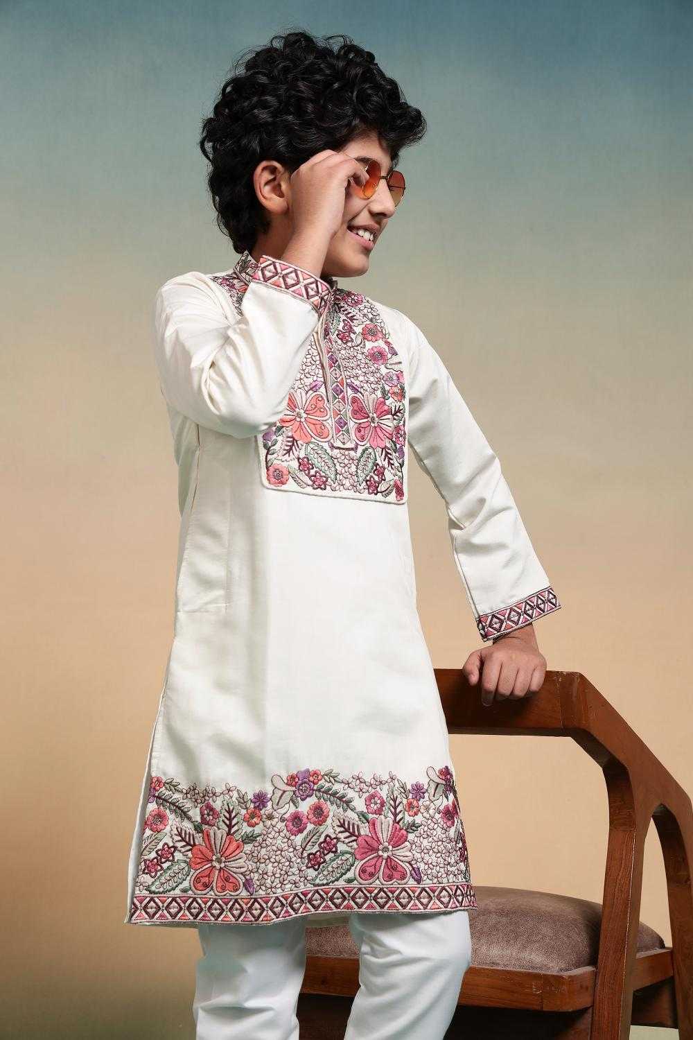 Ynf Silk RIN202 91101 SHAAHI JUNIOR Kids Wear Wholesale Boys Kurta Pyjama Kids Kurta Pajama Baby Boy Kurta Set Manufacturer- Kids Exports