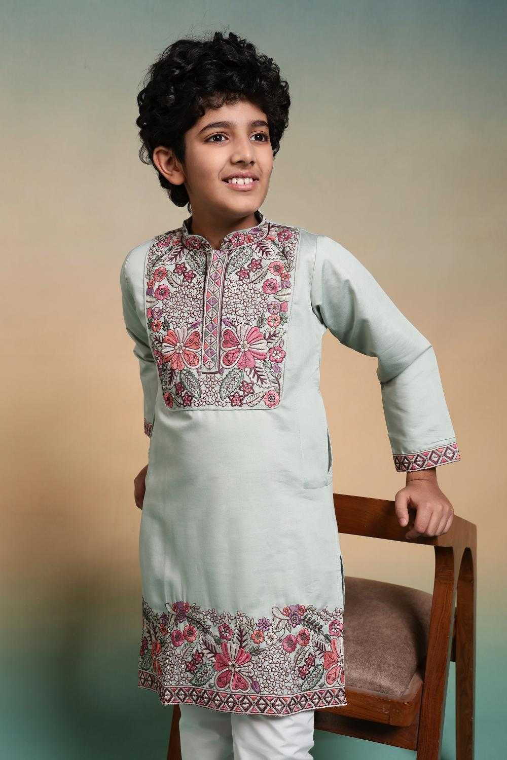Ynf Silk RIN202 91101 SHAAHI JUNIOR Kids Wear Wholesale Boys Kurta Pyjama Kids Kurta Pajama Baby Boy Kurta Set Manufacturer- Kids Exports