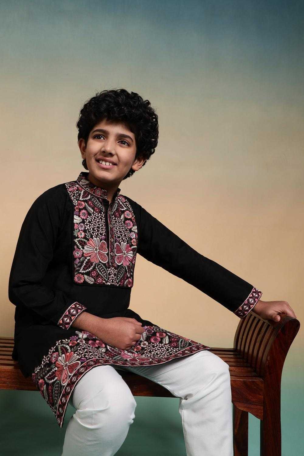 Ynf Silk RIN202 91101 SHAAHI JUNIOR Kids Wear Wholesale Boys Kurta Pyjama Kids Kurta Pajama Baby Boy Kurta Set Manufacturer- Kids Exports