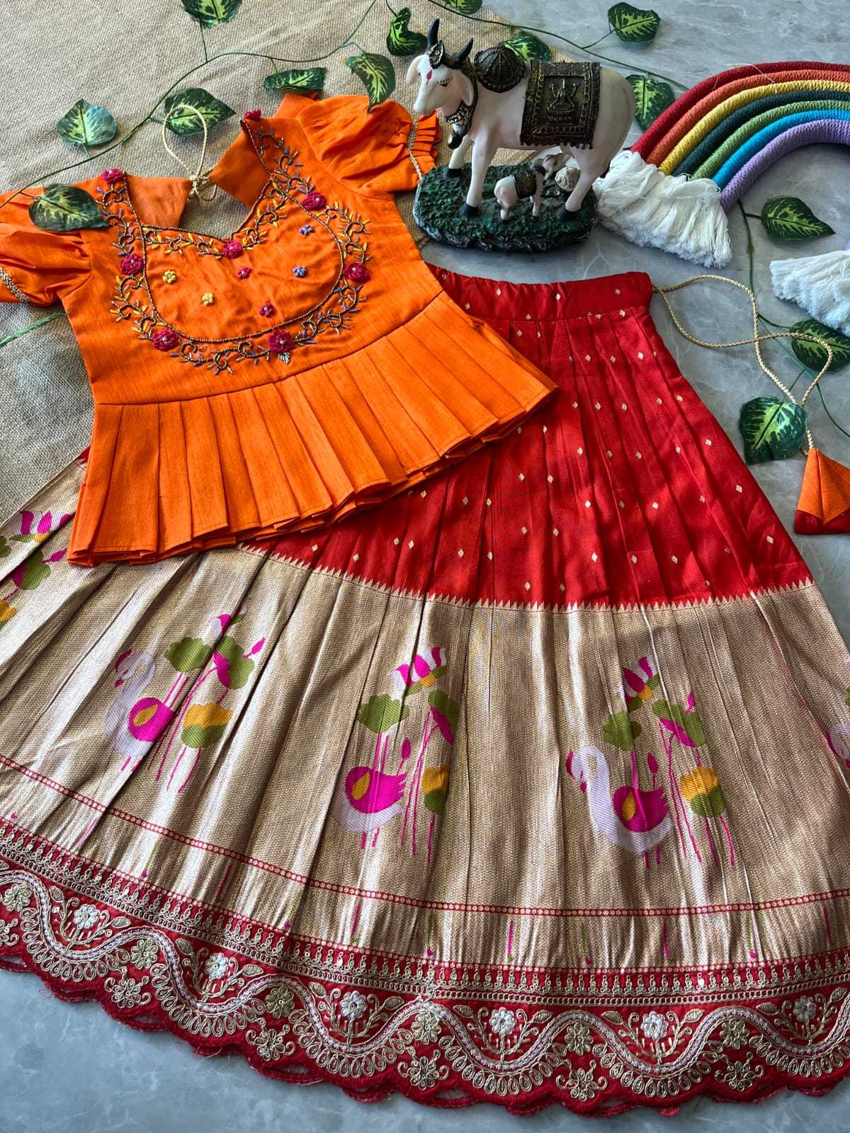 Ynf Soft Dola RIN235 Flamingo Kids Wear Wholesale Kids Lehenga Kids Designer Frock Kids Festive Wear Manufacturer- Kids Exports