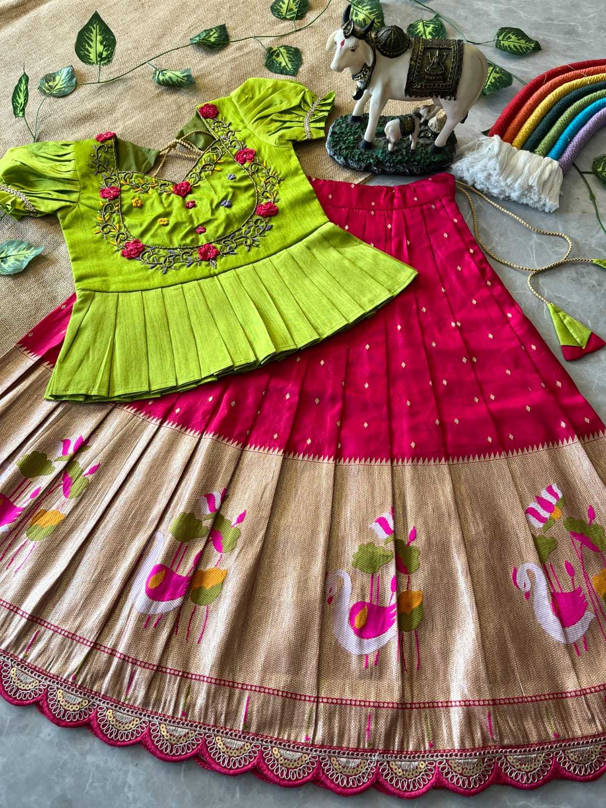 Ynf Soft Dola RIN235 Flamingo Kids Wear Wholesale Kids Lehenga Kids Designer Frock Kids Festive Wear Manufacturer- Kids Exports