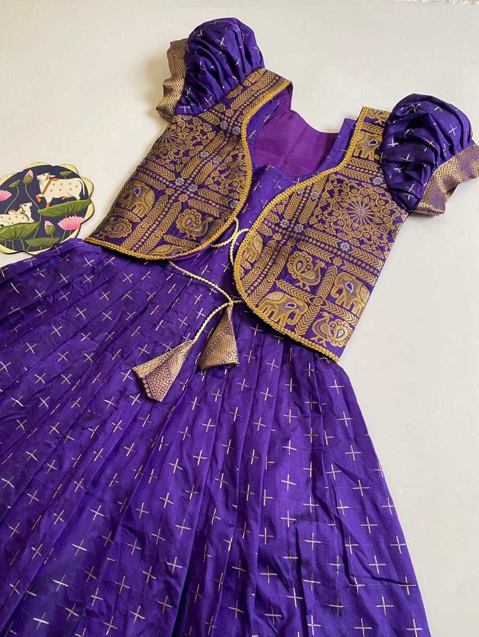 Ynf Soft Dola RIN235 Golden Kids Wear Wholesale Kids Gown Kids Festive Wear Kids Party Wear Ethnic Manufacturer- Kids Exports