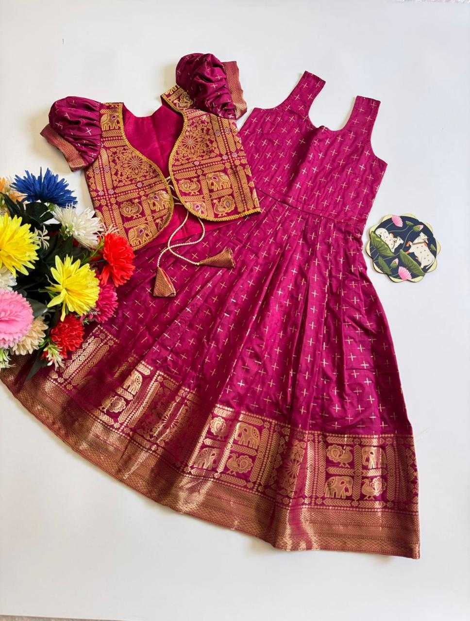 Ynf Soft Dola RIN235 Golden Kids Wear Wholesale Kids Gown Kids Festive Wear Kids Party Wear Ethnic Manufacturer- Kids Exports