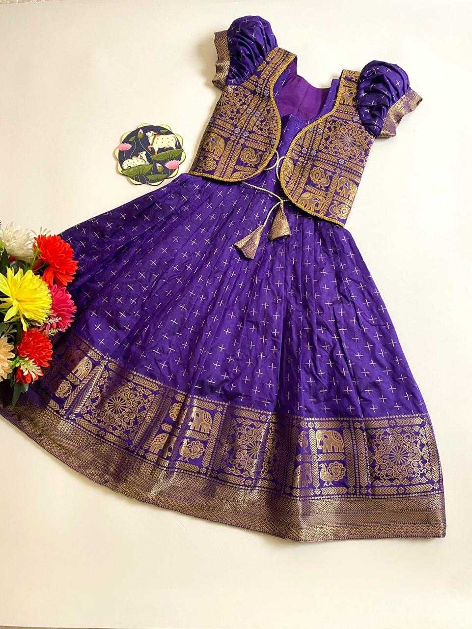 Ynf Soft Dola RIN235 Golden Kids Wear Wholesale Kids Gown Kids Festive Wear Kids Party Wear Ethnic Manufacturer- Kids Exports